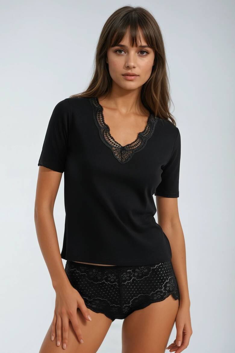 Slip mit breiter Spitze schwarz