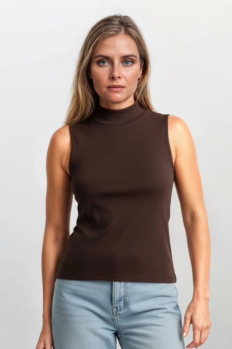 Shirt mit Stehbund kaffee