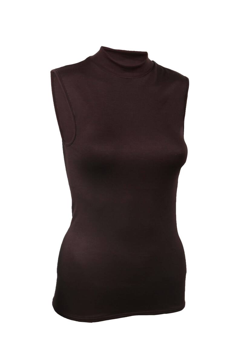 Shirt mit Stehbund kaffee