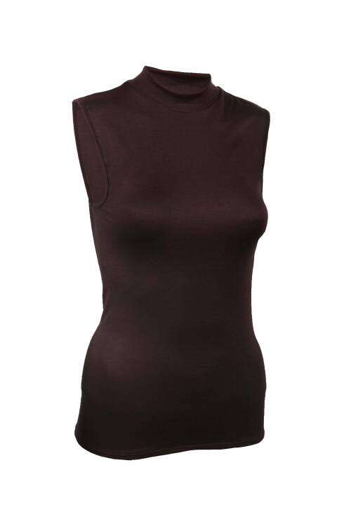 Shirt mit Stehbund kaffee