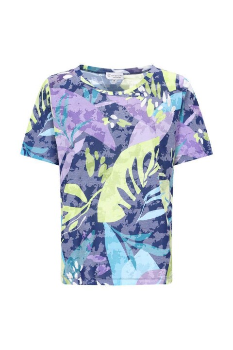 blaues Shirt mit Ausbrenner Muster