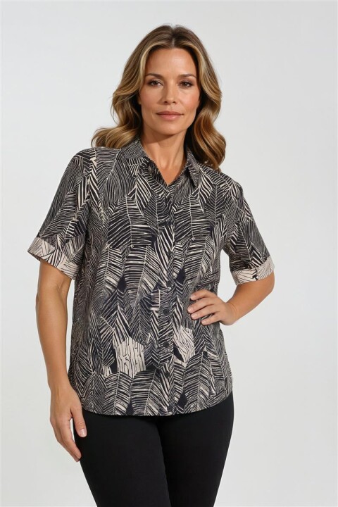 Bluse mit Palmenprint