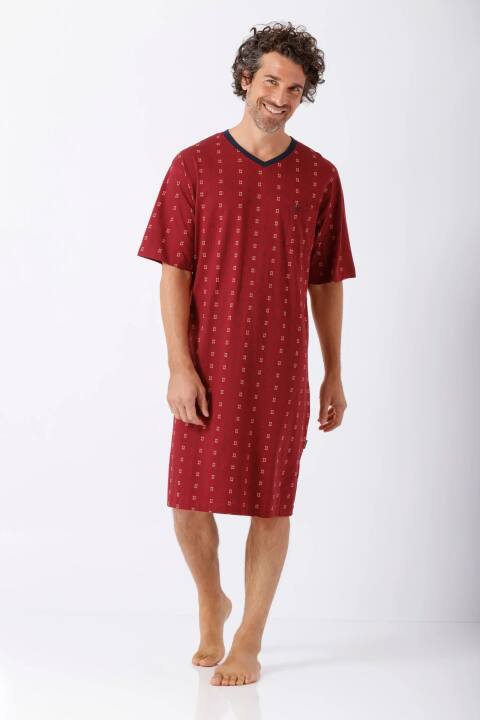 Herren Nachthemd rot 110cm Länge