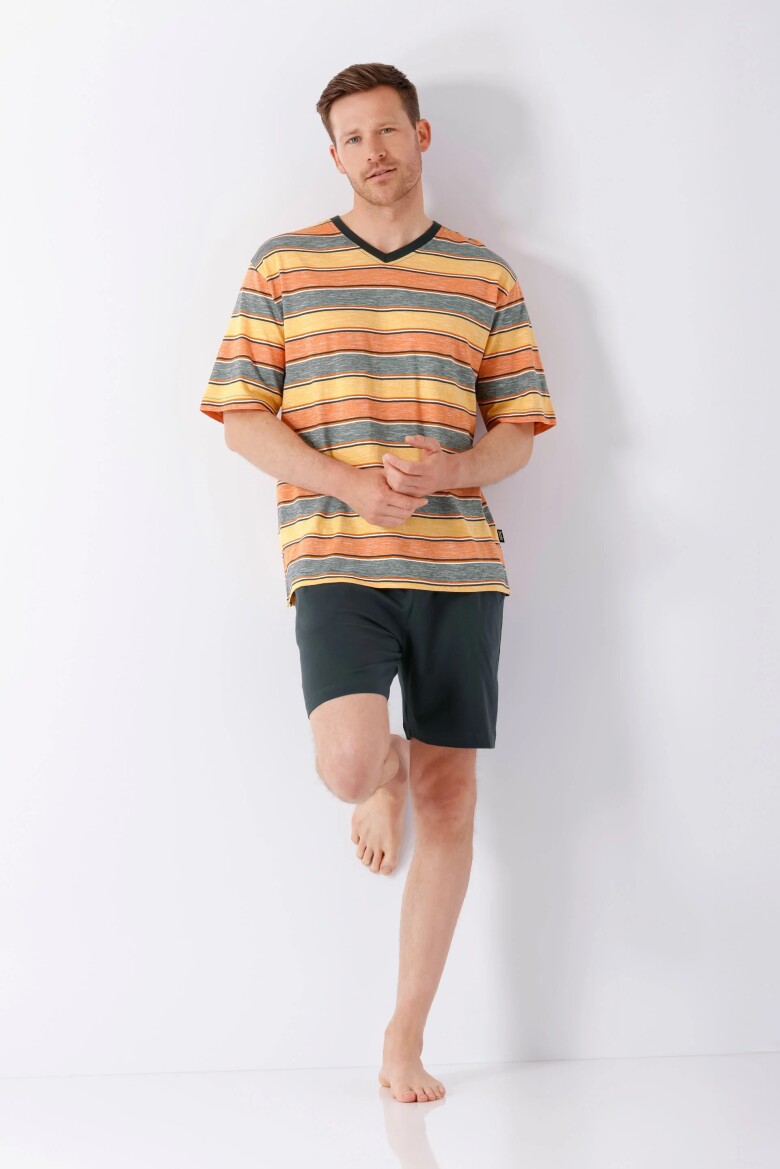 Herren Shorty Schlafanzug graphit