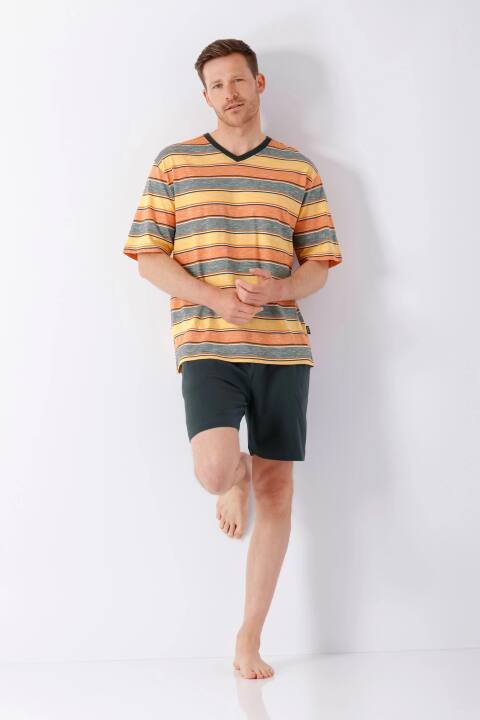 Herren Shorty Schlafanzug graphit