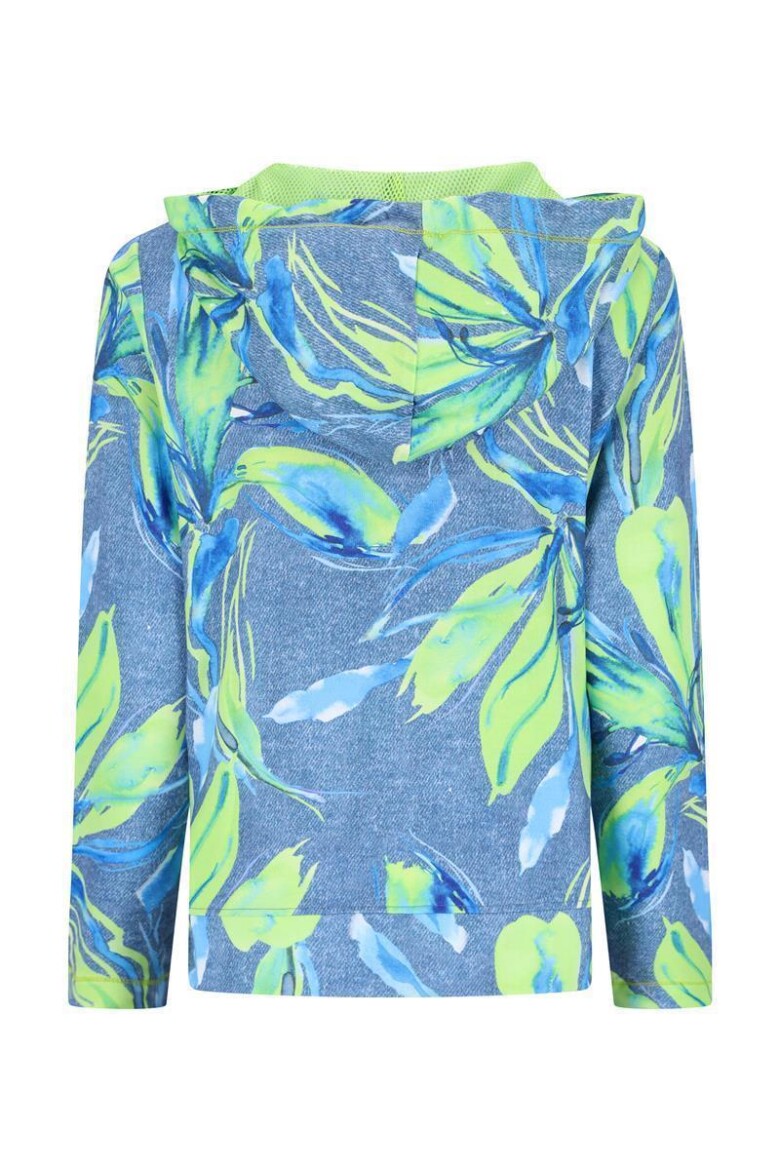 Damen Sweatjacke mit jeans- und floralen Muster