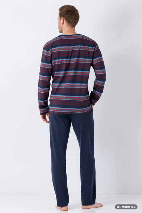 Herren Schlafanzug marine/rot